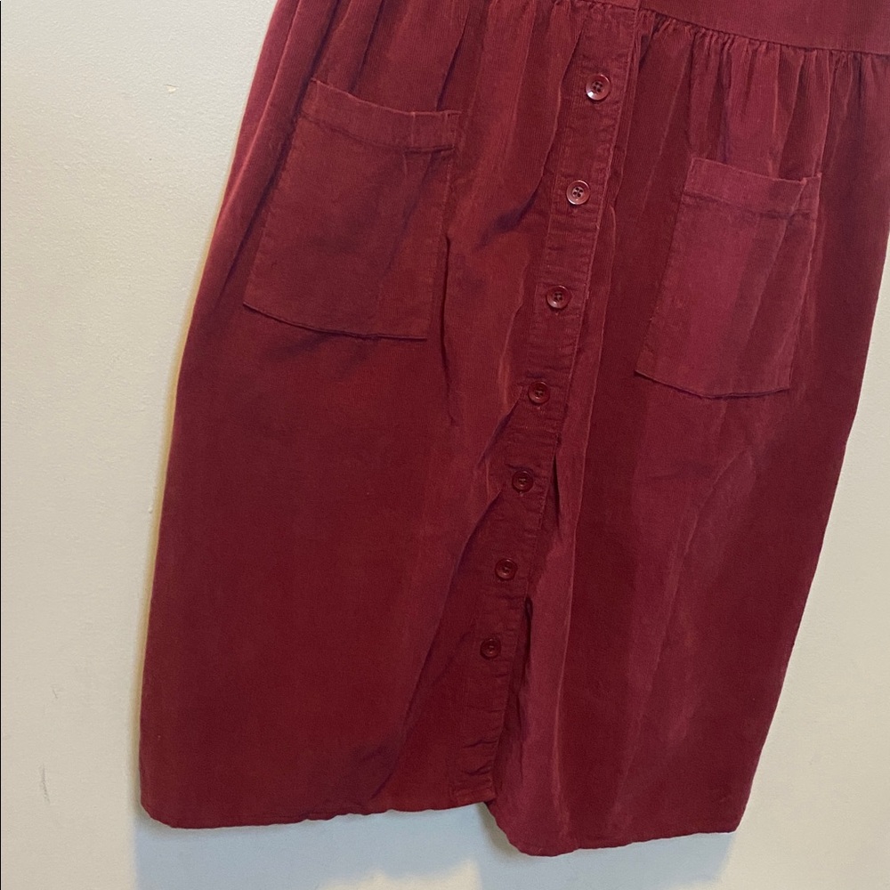 The Vermont Country Store Corduroy Dress Women's Large Red Cotton Pinafore Midi - Picture 4 of 11